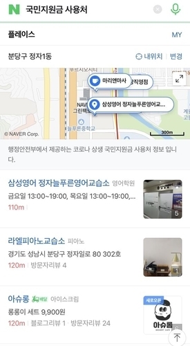 지역명과 국민지원금 관련 키워드를 검색하면 검색 결과에서 국민지원금 사용 가능 업체가 노출된다. (사진=네이버)