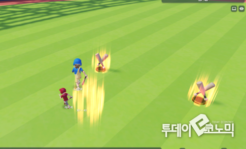 '야구장' 메뉴에서 즐길 수 있는 '그라운드 배틀' 게임 (사진=이혜진 기자)