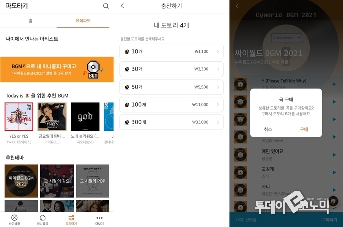 싸이월드 도토리 이용 페이지 (사진=우혜정 기자)