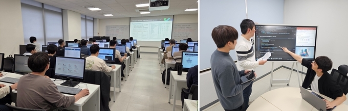 AI 교육 과정에 참여한 삼성전자 임직원들이 강의를 듣고 함께 과제를 진행하고 있는 모습. 사진=삼성전자