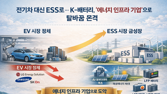 [업계 리포트] 전기차 대신 ESS로… K-배터리, ‘에너지 인프라 기업’으로 체질 전환 본격화